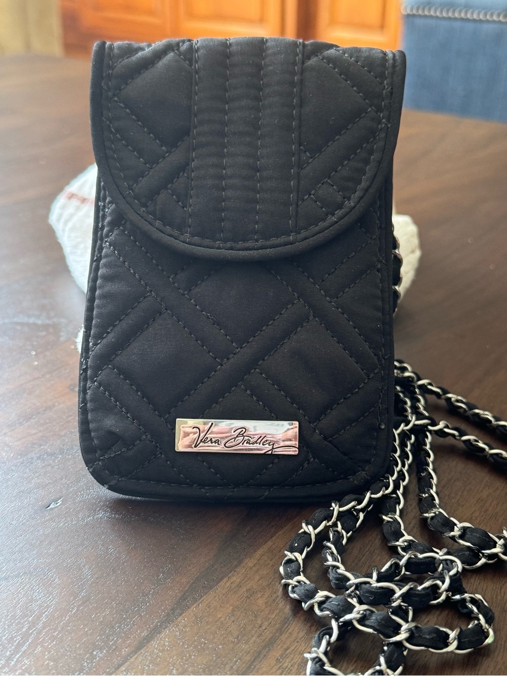 Vera Bradley Black Quilted Chain Crossbody Phone Pouch